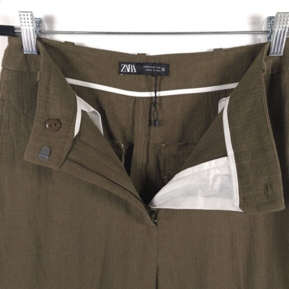 NWOT ZARA LINEN Blend Wide Leg Knit Pants Trousers Crop 2753/220/505 MEDIUM - Picture 7 of 13